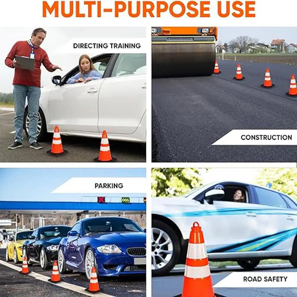 18 In. PVC Cone - 10-Pieces High Visibility Structurally Stable for Traffic, Par