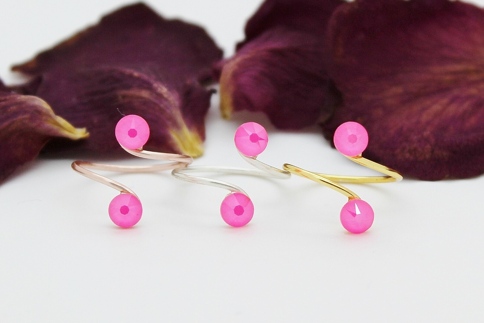 Adjustable Toe Rings Choose a Finish Electric Pink made with Swarovski Elements