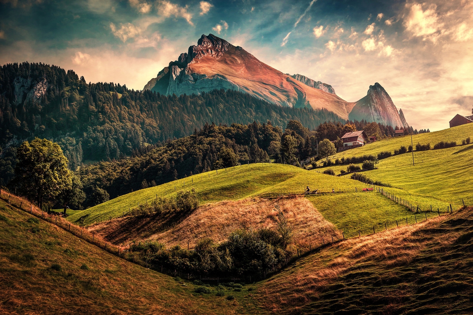 Landscape switzerland nature Custom Gaming Mat Desk