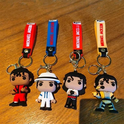 Michael Jackson Keychain King of Dance Mini Idol Figure Key Ring Toy Collectible