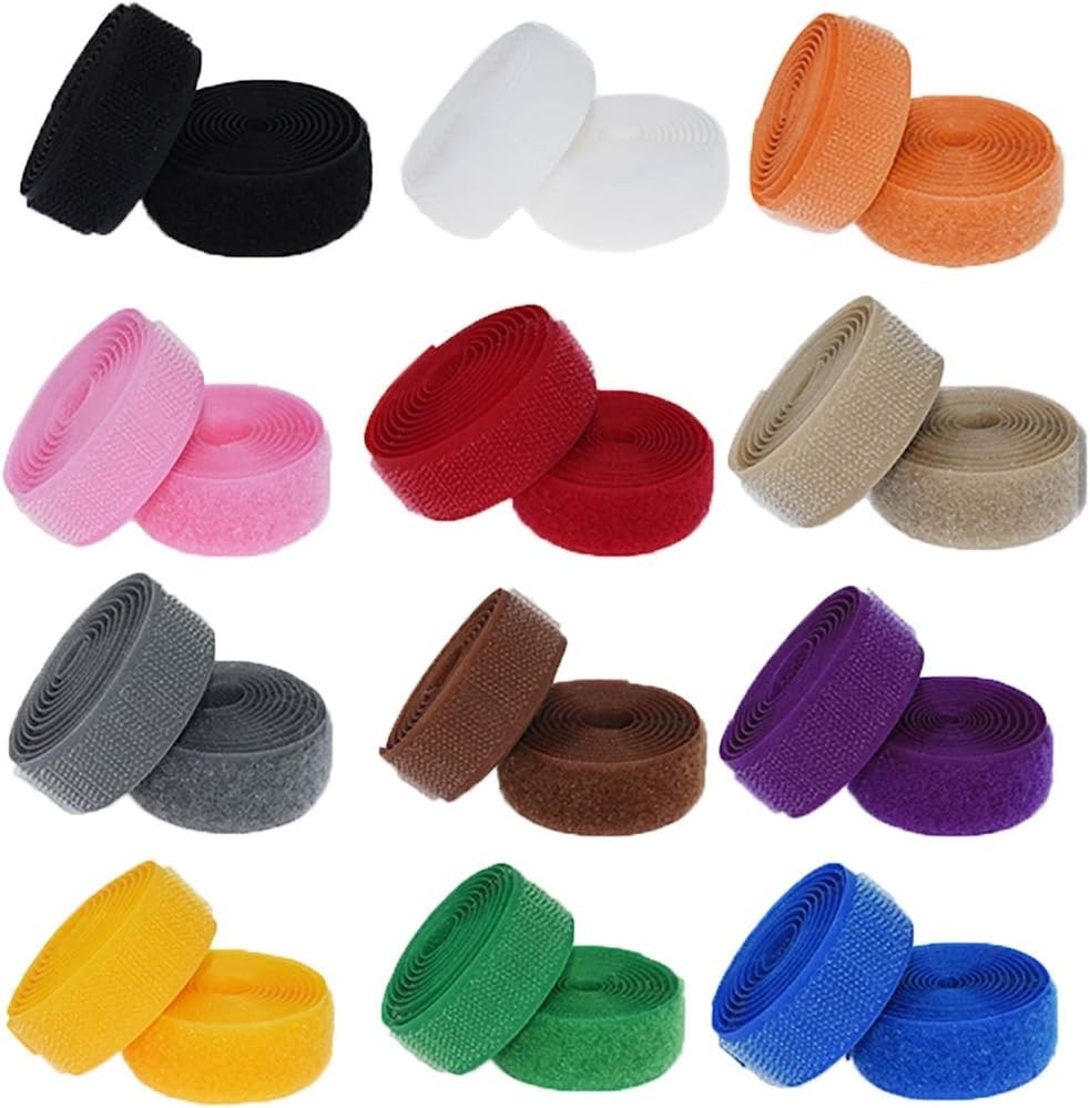 Filan 12-Color Sew-On Hook & Loop Tape – 24 Yards, 3/4" Wide for DIY & Sewing