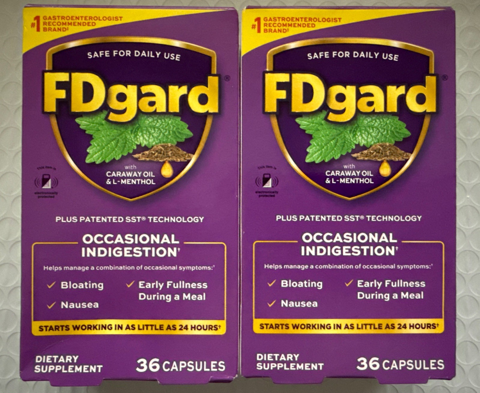 2 FDgard Gut Health Supplement 36 Capsules each. Exp: 02/2027