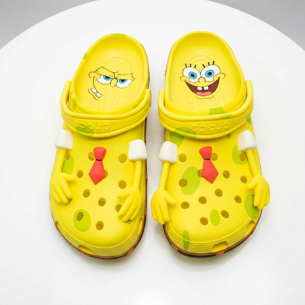 Crocs Shoes Size M4-M7 Yellow SpongeBob SquarePants Clogs Slip On Sandals