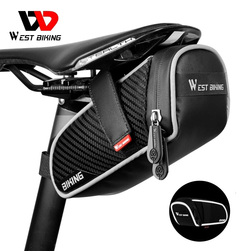 WEST BIKING Waterproof Bicycle Saddle Bag Road Bike Cycling Reflective Tail Bag