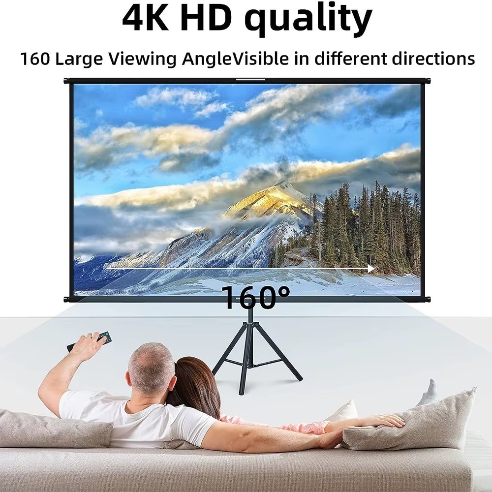120" Projector Screen With Stand Anti Light Grey 4K HD Home Cinema Outdoor