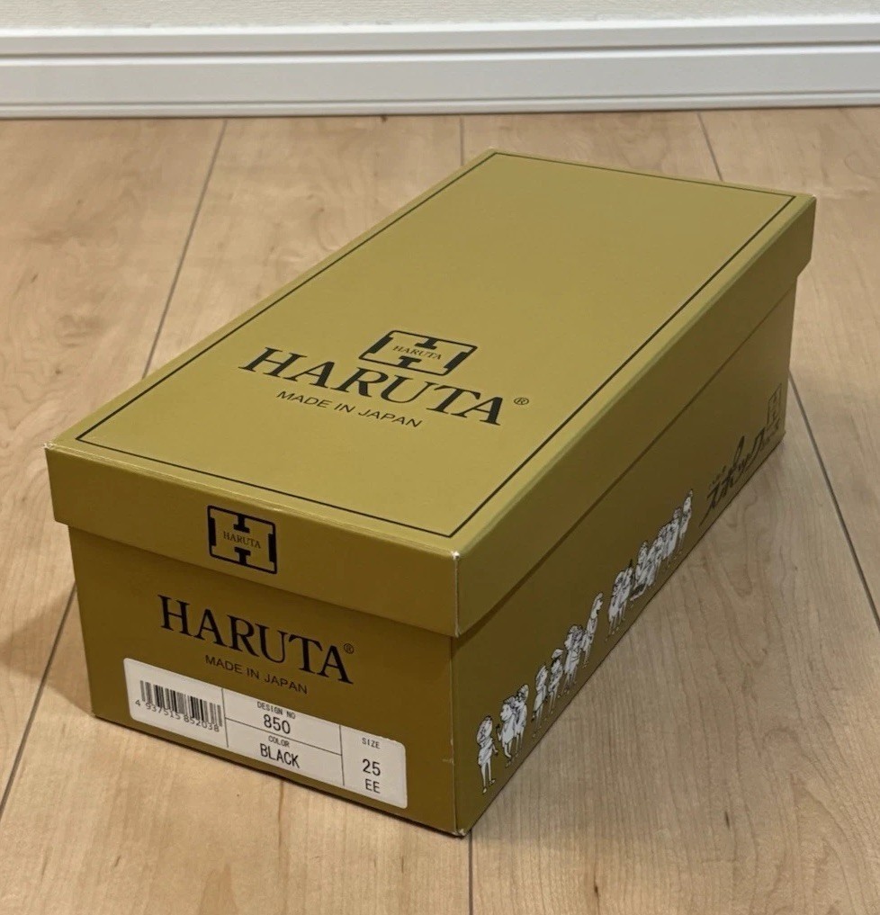 HARUTA 850 Spock Shoes Leather Black Mens 2E Made in Japan Doctors Shoes