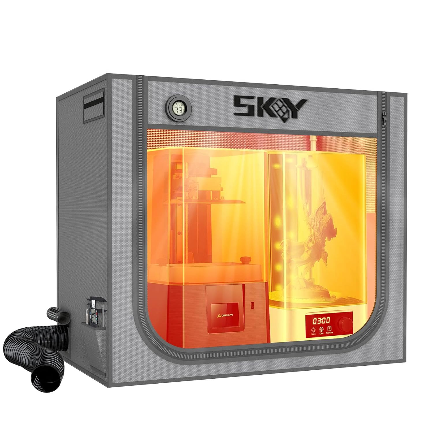 SKOUPHY Double Space Resin 3D Enclosure with Ventilation Kit LED Light, 3D Print