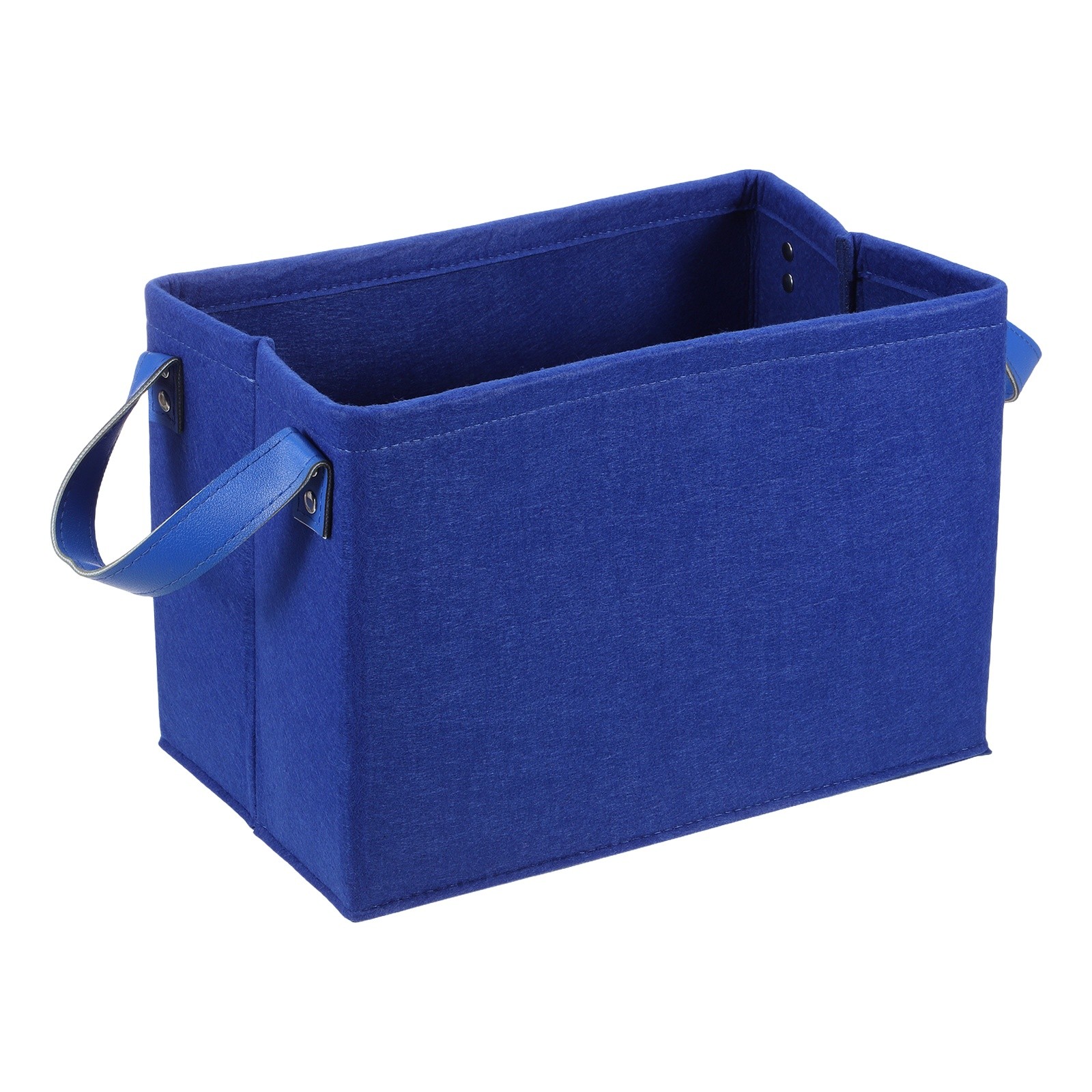 Felt Storage Basket, 13 x 9 x 8 Inch Storage Bins with Pu Handle, Blue