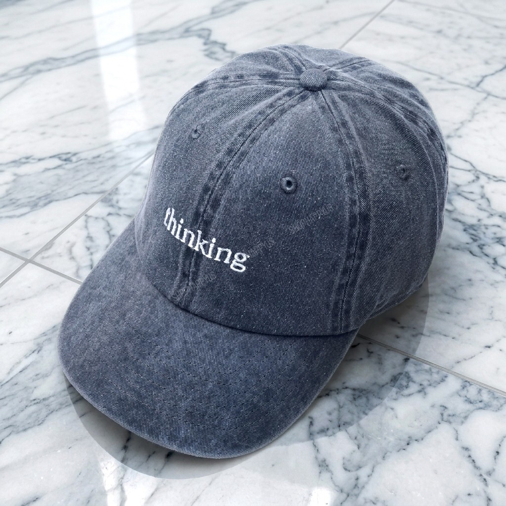 Anthropic Claude Thinking Hat Navy Blue Adjustable Strapback Baseball Cap New