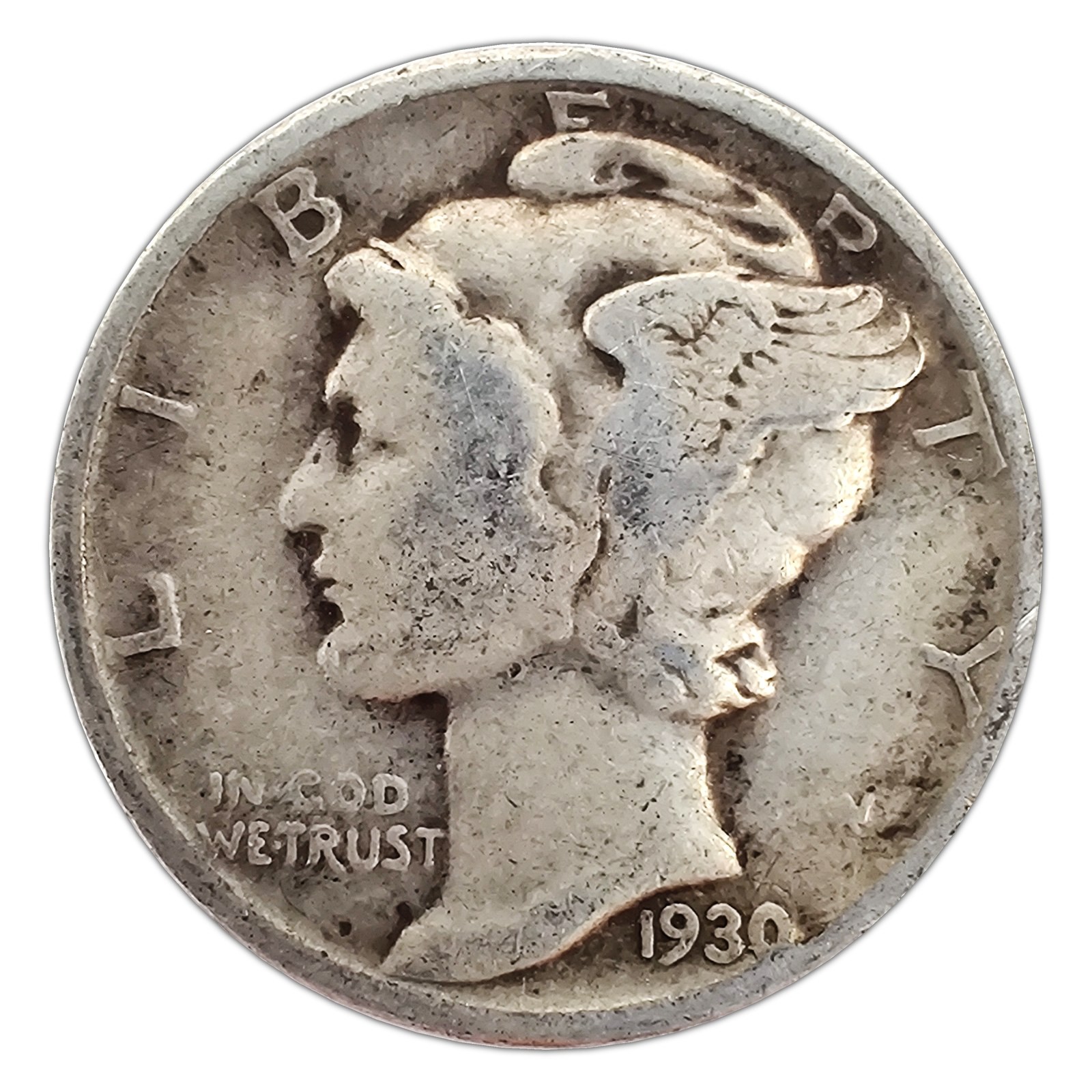 1930-P Mercury Dime G Good 90% Silver