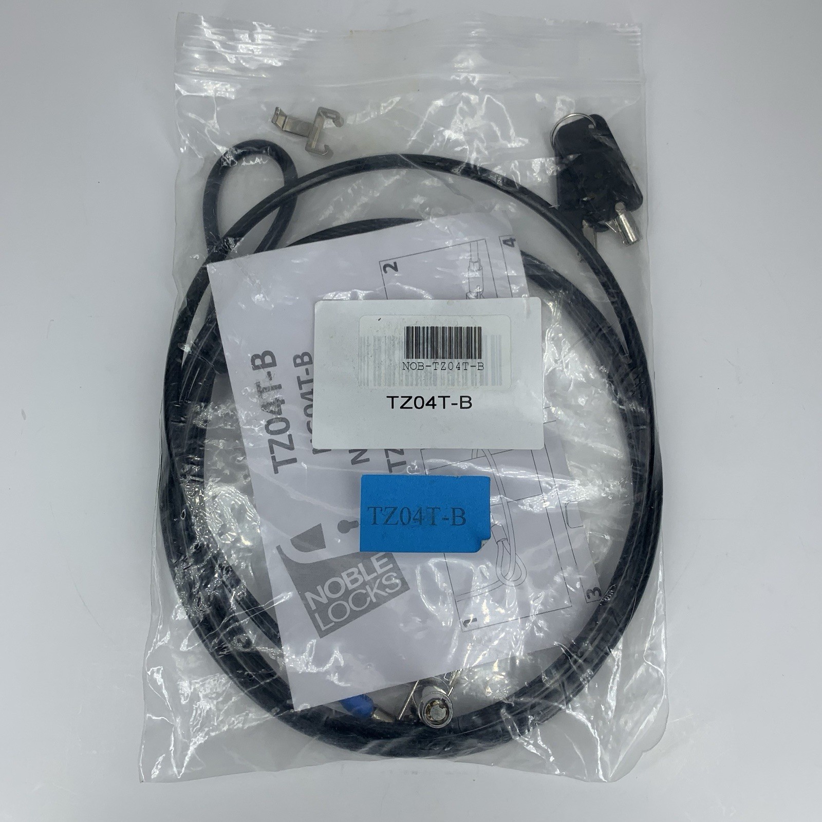 Noble Locks TZ04T-B Compact Wedge 6' Cable Lock w Barrel Key for Laptop Computer