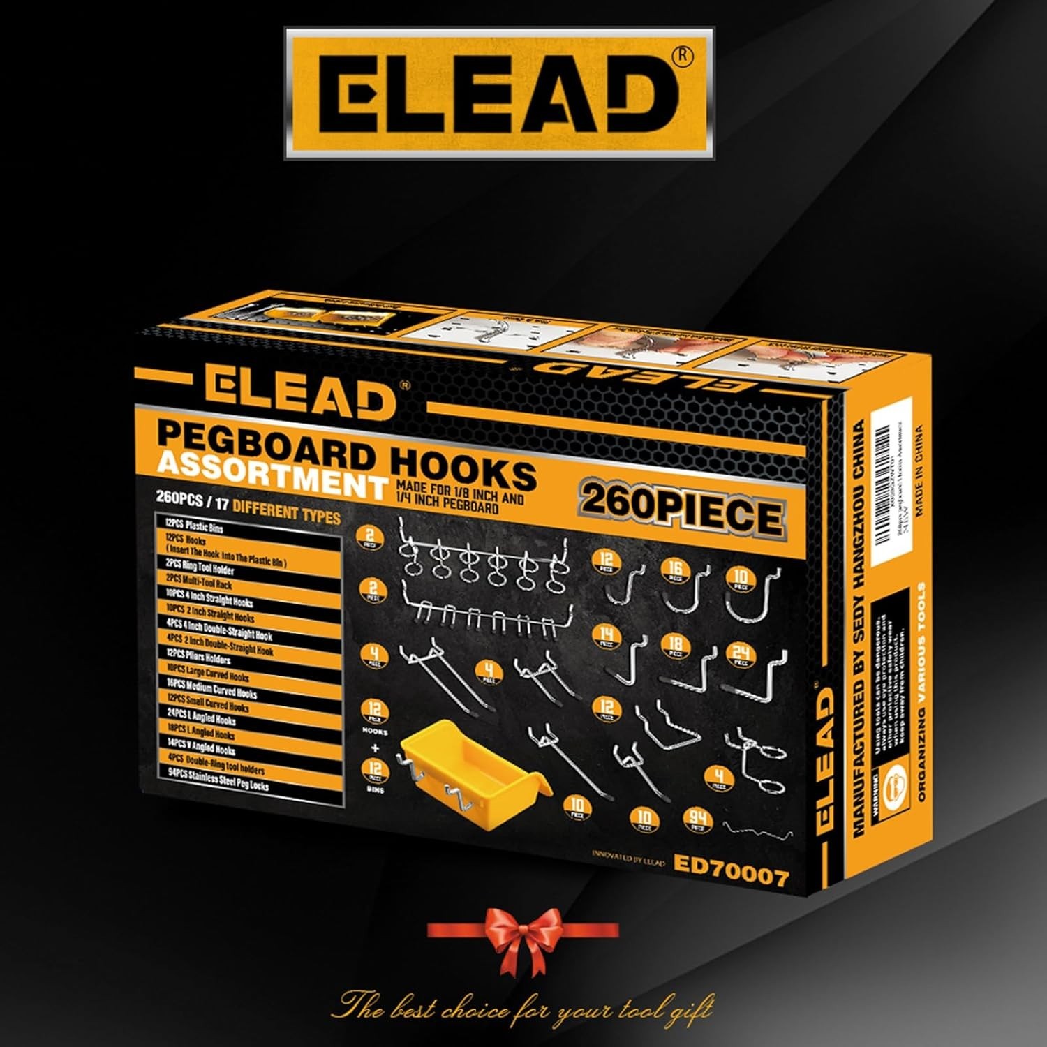 Complete 260-Piece Pegboard Hook Set: Durable & Versatile Workspace Solution
