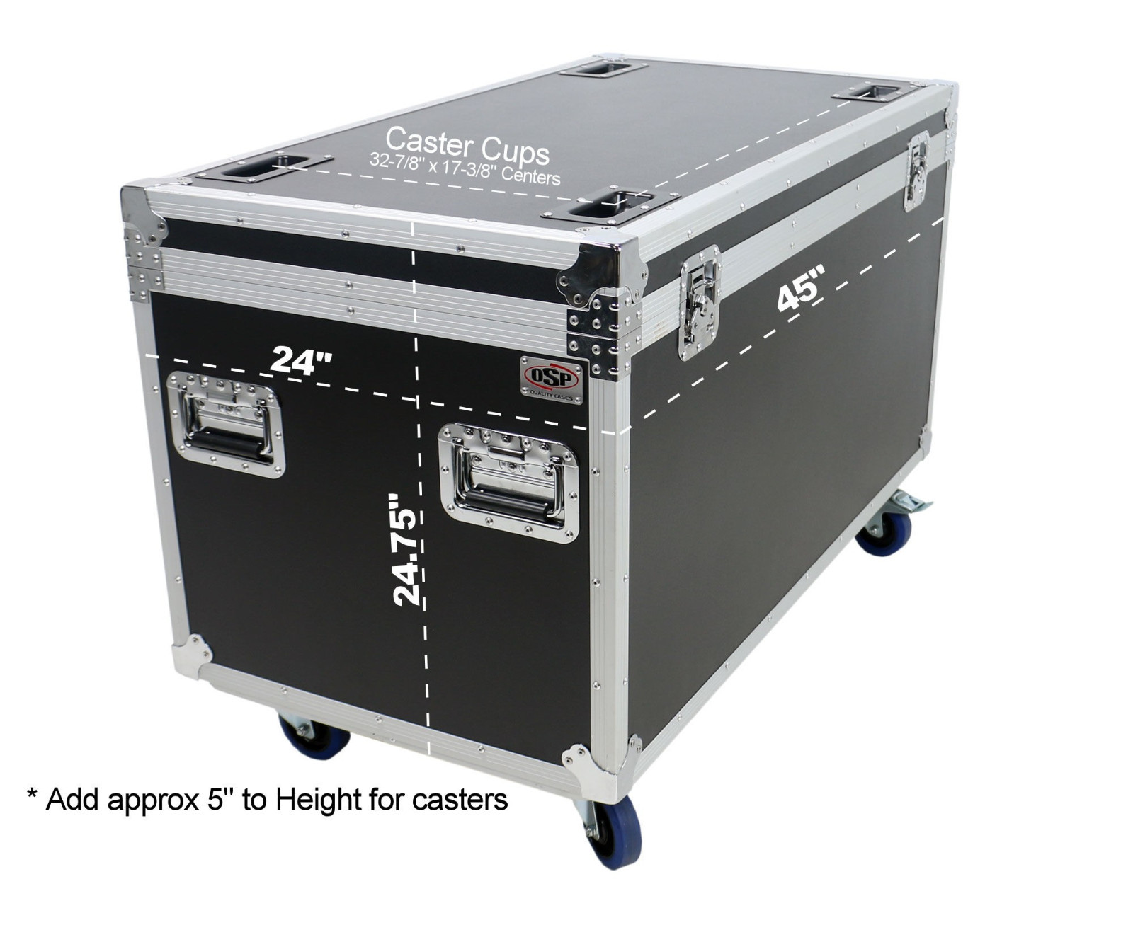 OSP Utility ATA Road Case 45" Trunk Case 4" wheels - Rubber Lined