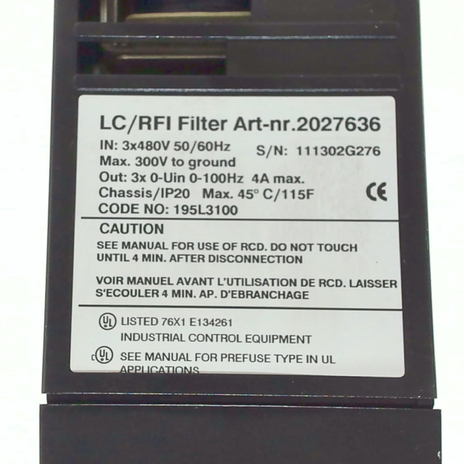 Wilo LC/RFI filter item no. 2027636