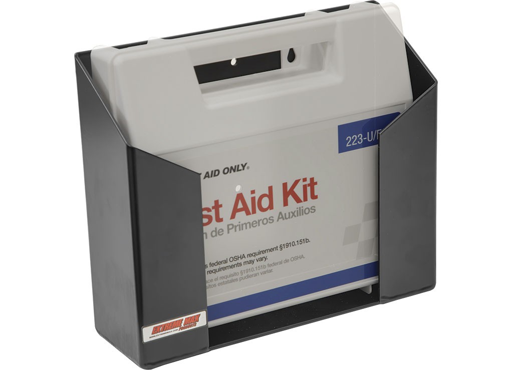 Extreme Max 5001.6607 Aluminum First Aid Station Wall-Mount Only - Black