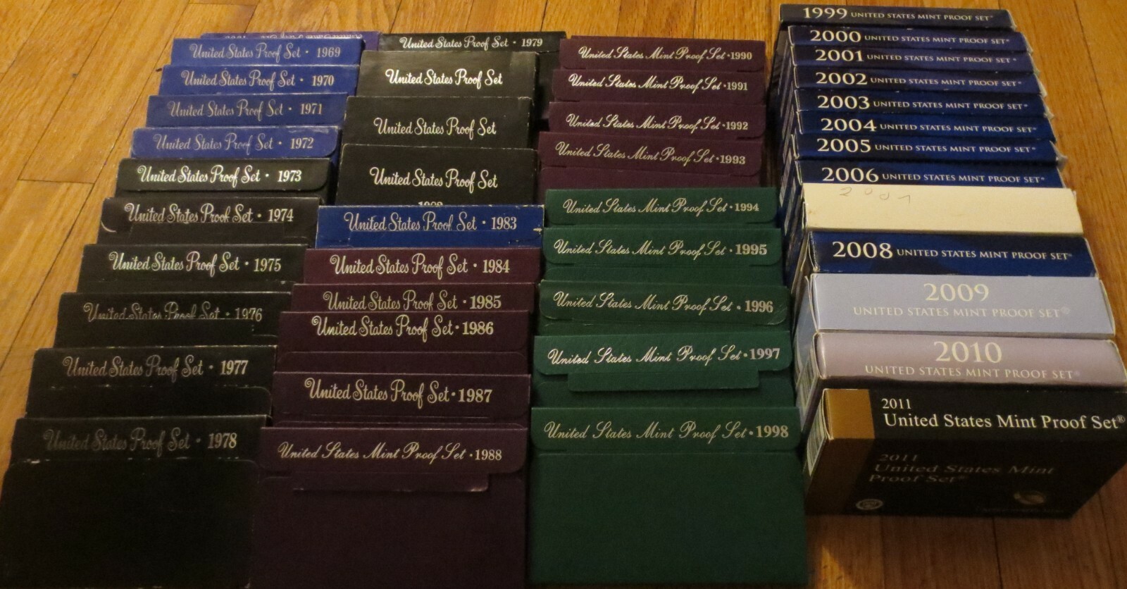1968 to 2011  Proof Set U.S. Mint 44 Proof Sets San Francisco Mint Box COA
