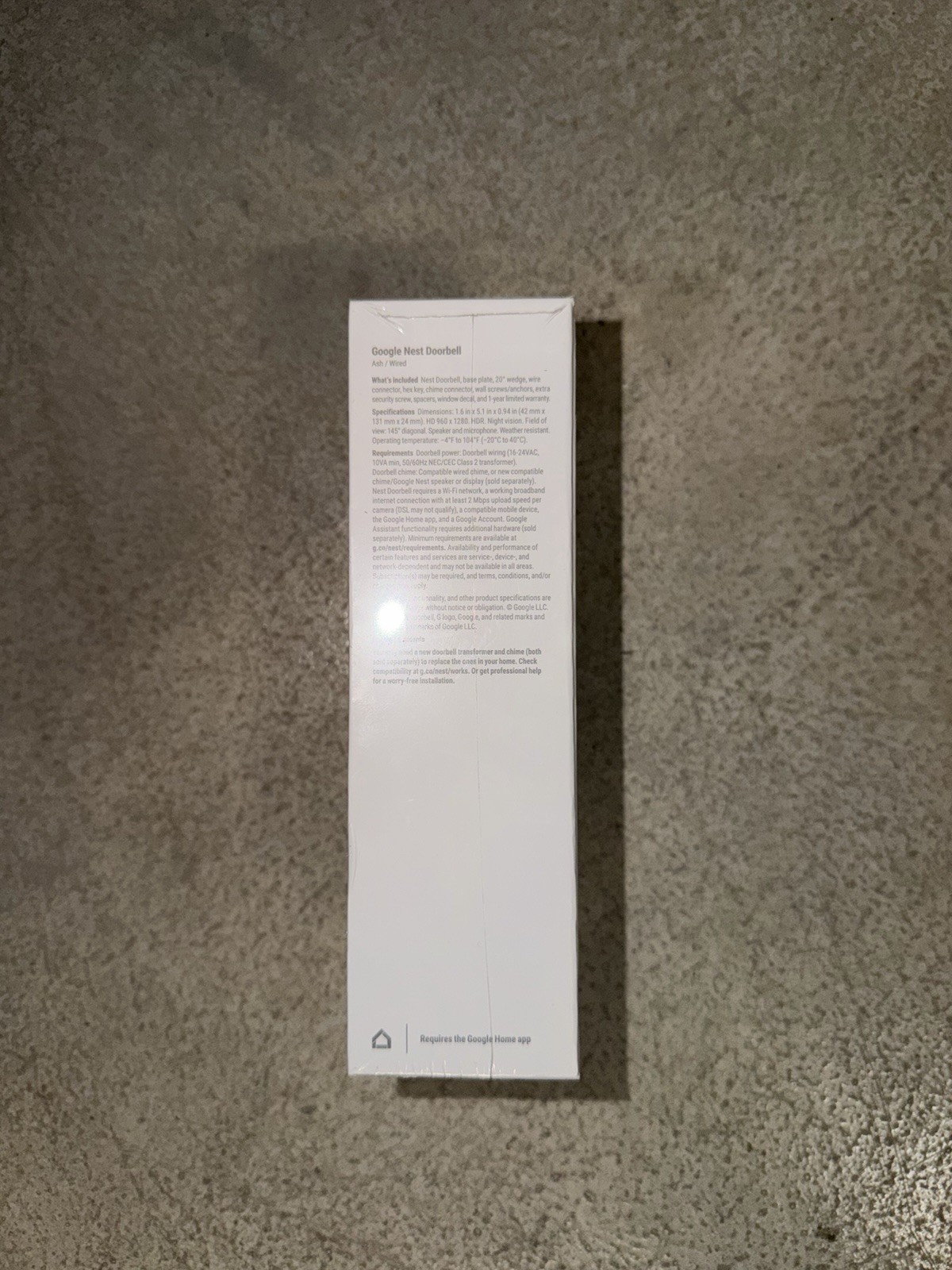 Google Nest Doorbell, Wired - Ash