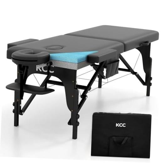 Memory Foam Massage Table Premium Portable Foldable Massage Black Wooden Leg