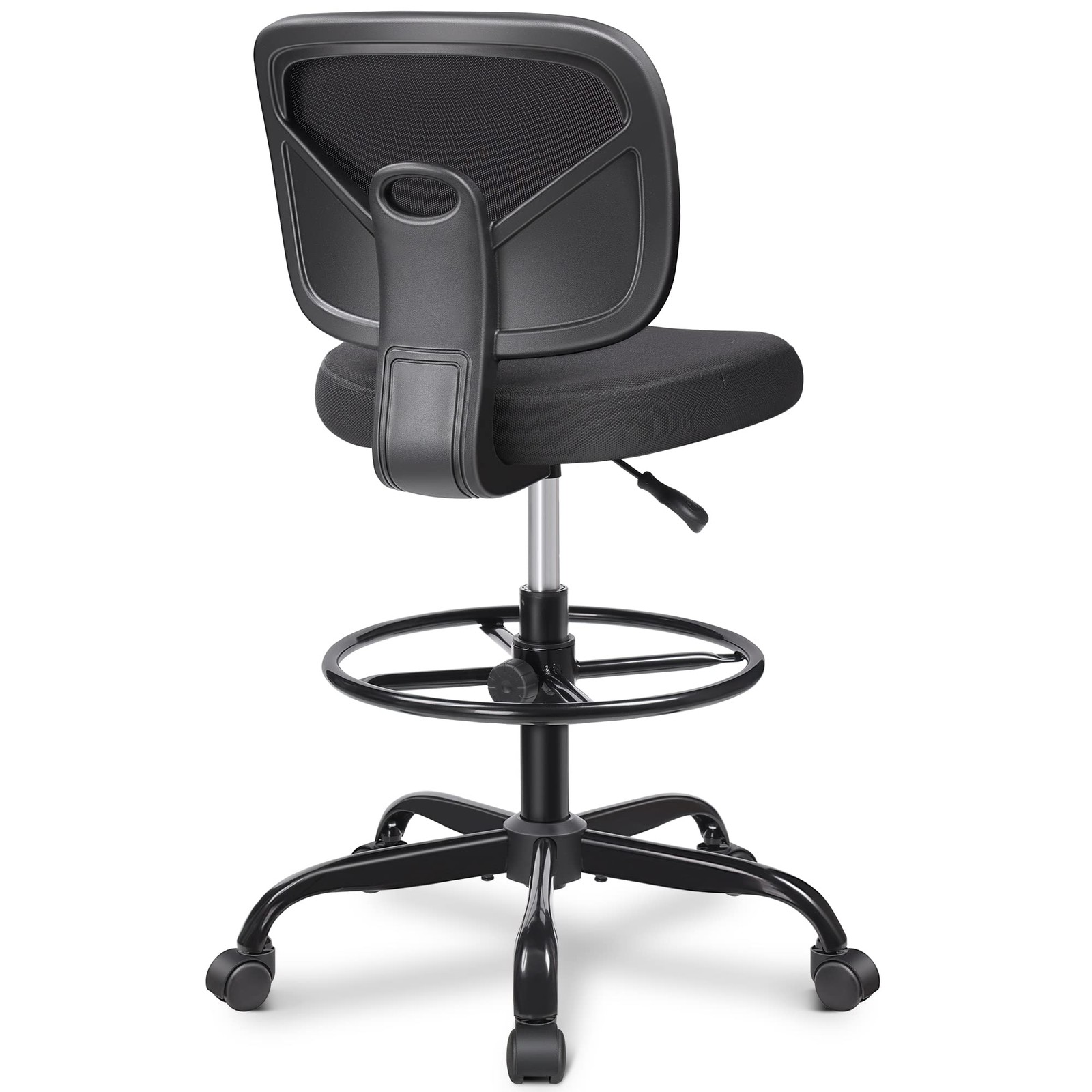 Tall Drafting Desk Chair - Armless, Adjustable Height, Mesh Back, Rolling, St...