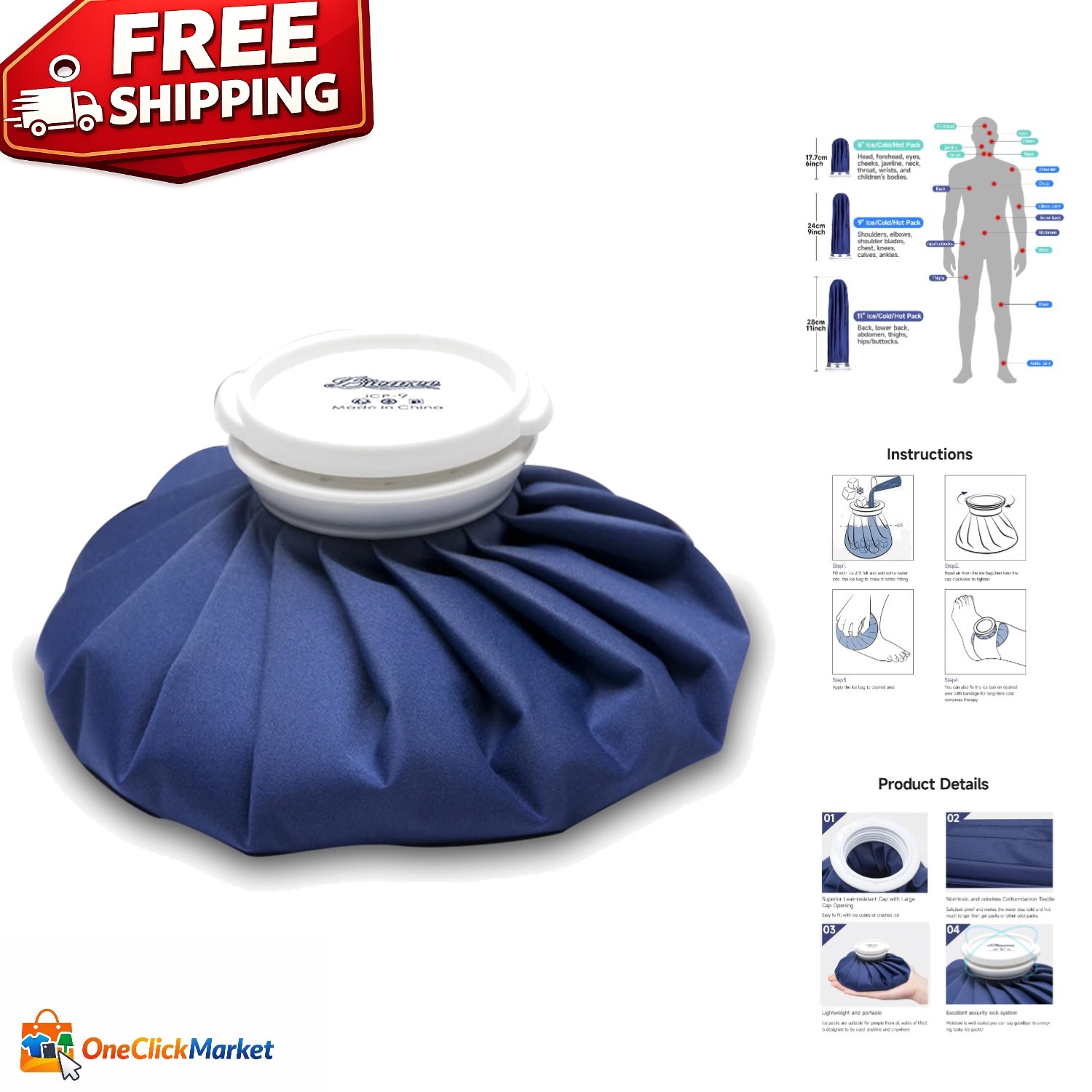 6-Inch Breathable Ice Pack for Cold Therapy & Hot Compress - Safe & Effective