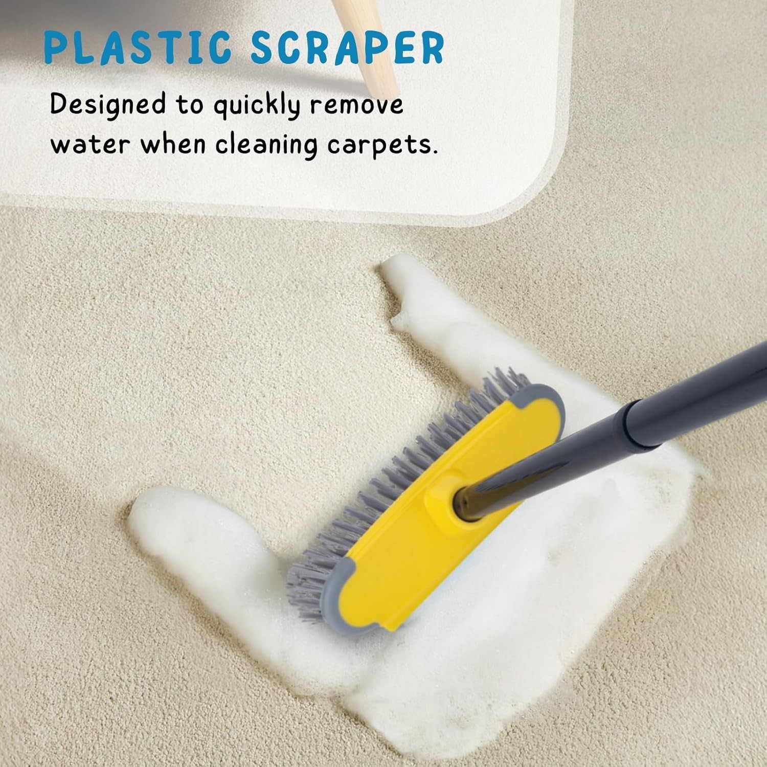 Deck Brush with Long Handle, Floor Scrub Broom for Shower