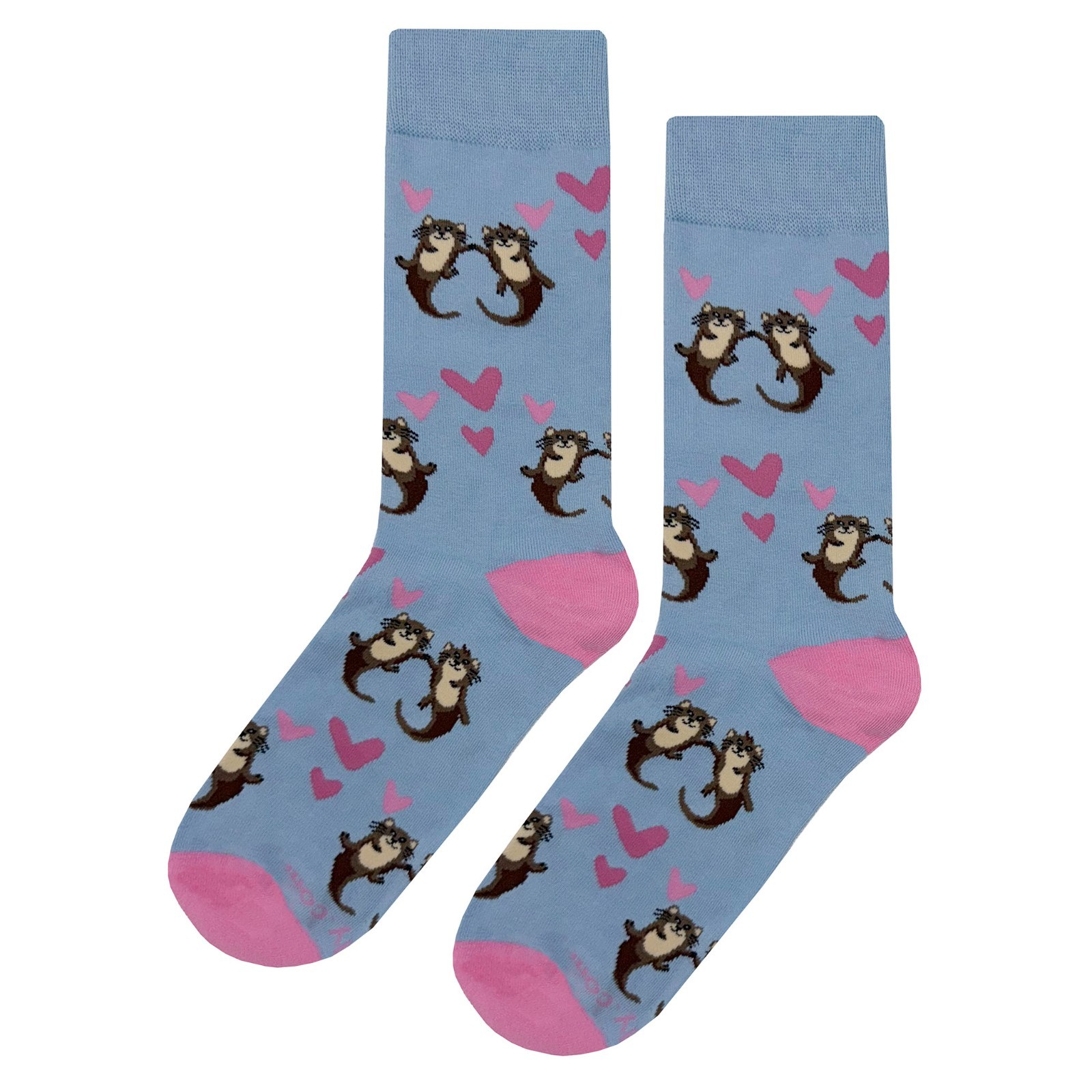 NWT Valentine Otter Dress Socks Novelty Men 8-12 Blue Crazy Fun Sockfly