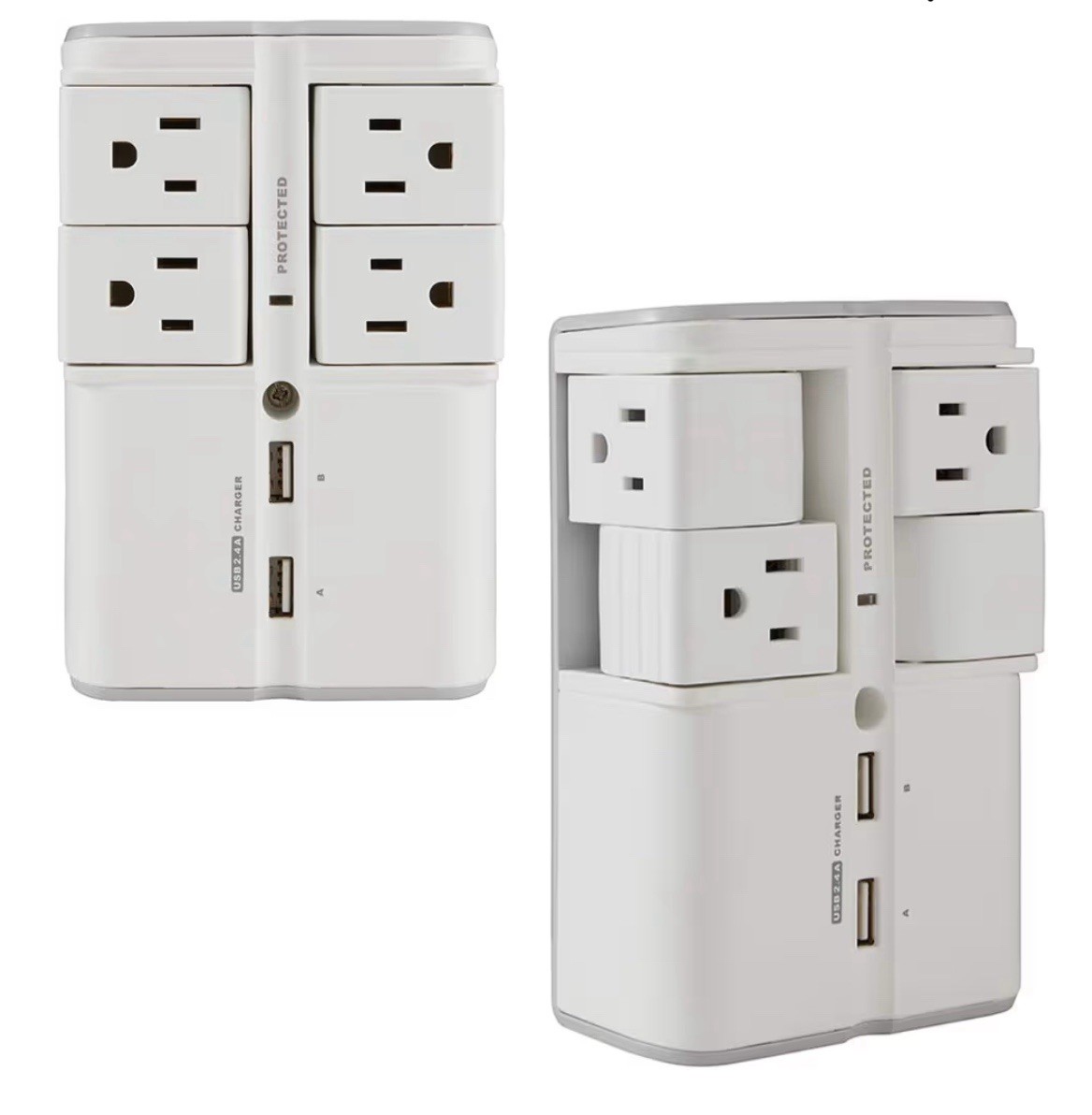 ECHOGEAR USB Wall Charger Surge Protector with 4 Pivoting AC Outlets &2 USB …