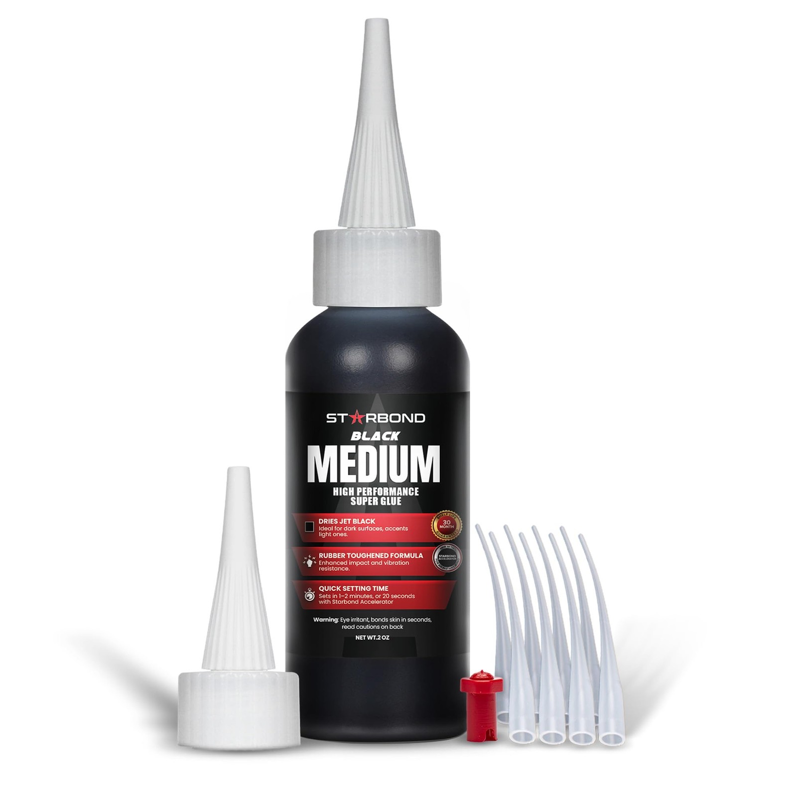 Starbond Black Medium CA Glue, Premium 2 ounces, 2oz