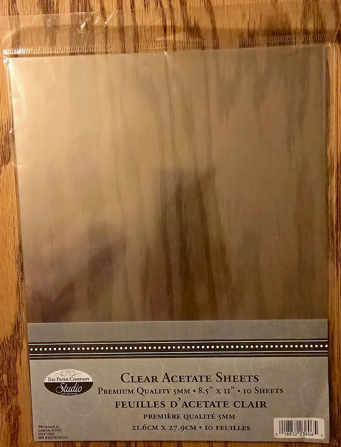Pkg. 10 The Paper Company PREMIUM 8.5x11" CLEAR ACETATE SHEETS, 5mm, mfg. sealed