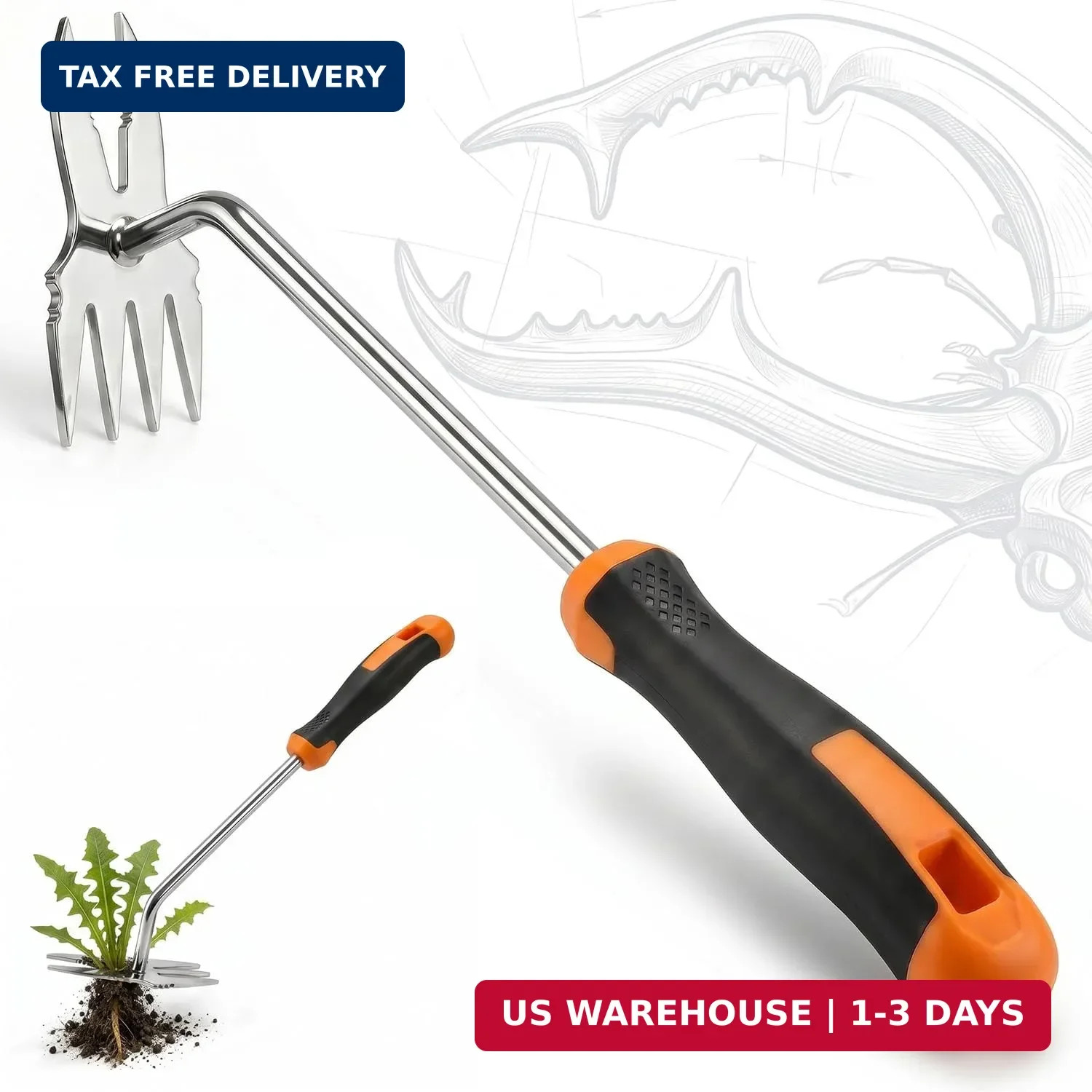 Weed Puller Tool, 2-in-1 Hand Weeder and Root Remover, Heavy Duty Stainless Stee