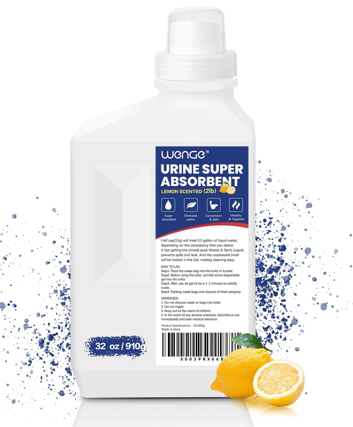 Wenge Urine Super Absorbent, Solidifier - 180 Use Lemon Scent Pre Pee Powder...