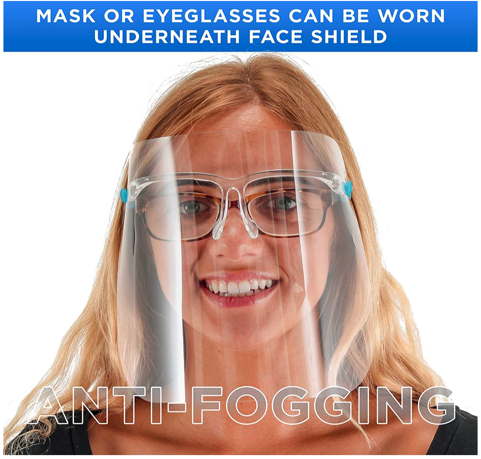 200 Pack Reusable & Protective Framed Glasses Face Shield Visor, Splash Droplets