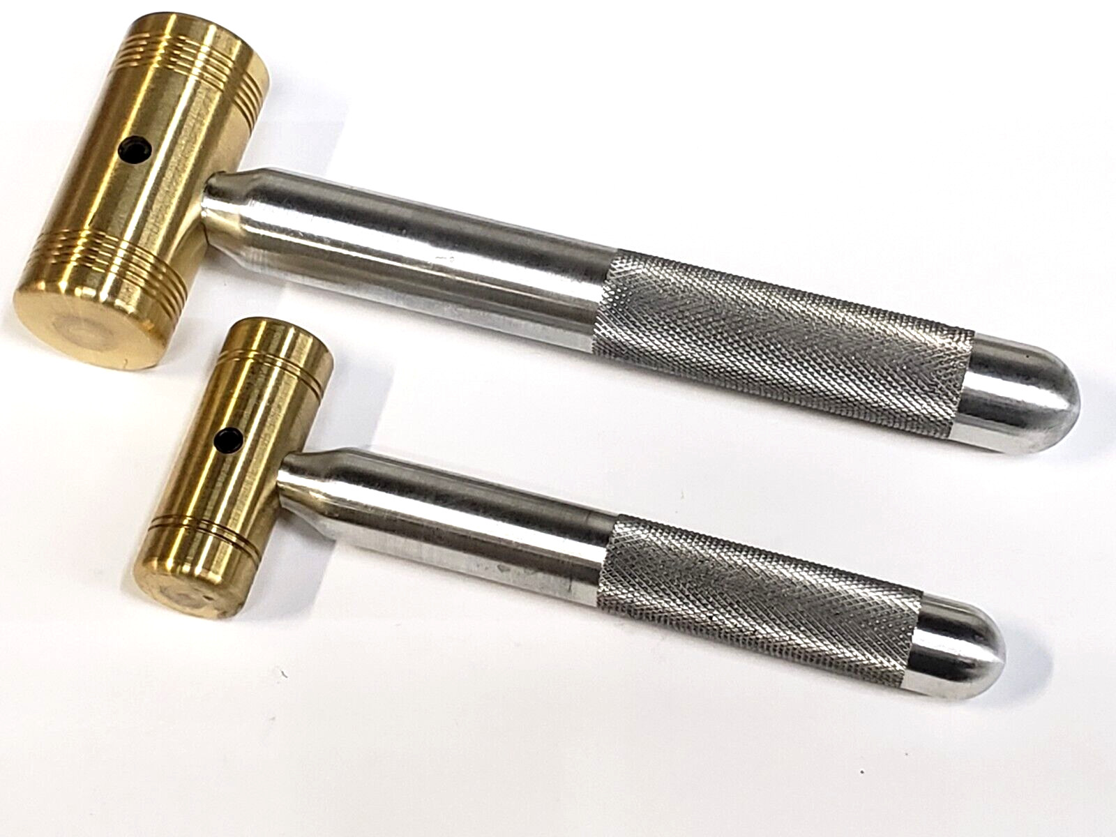 COMBO PACK OF 4 OZ. AND 10 OZ. BRASS HAMMERS* SOLID ALUMINUM HANDLE*MADE IN USA*