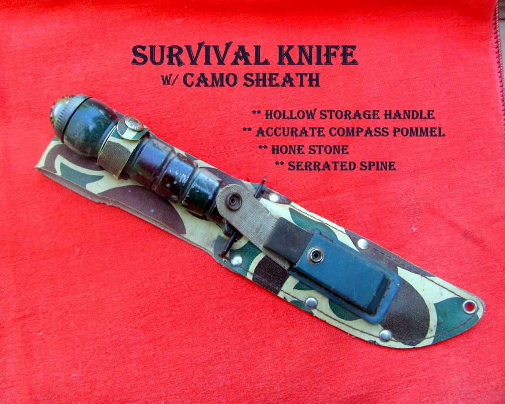 Survival Knife w/Camo Sheath-Hone-Accurate Compass  Serrated Spine 5-in. Blade