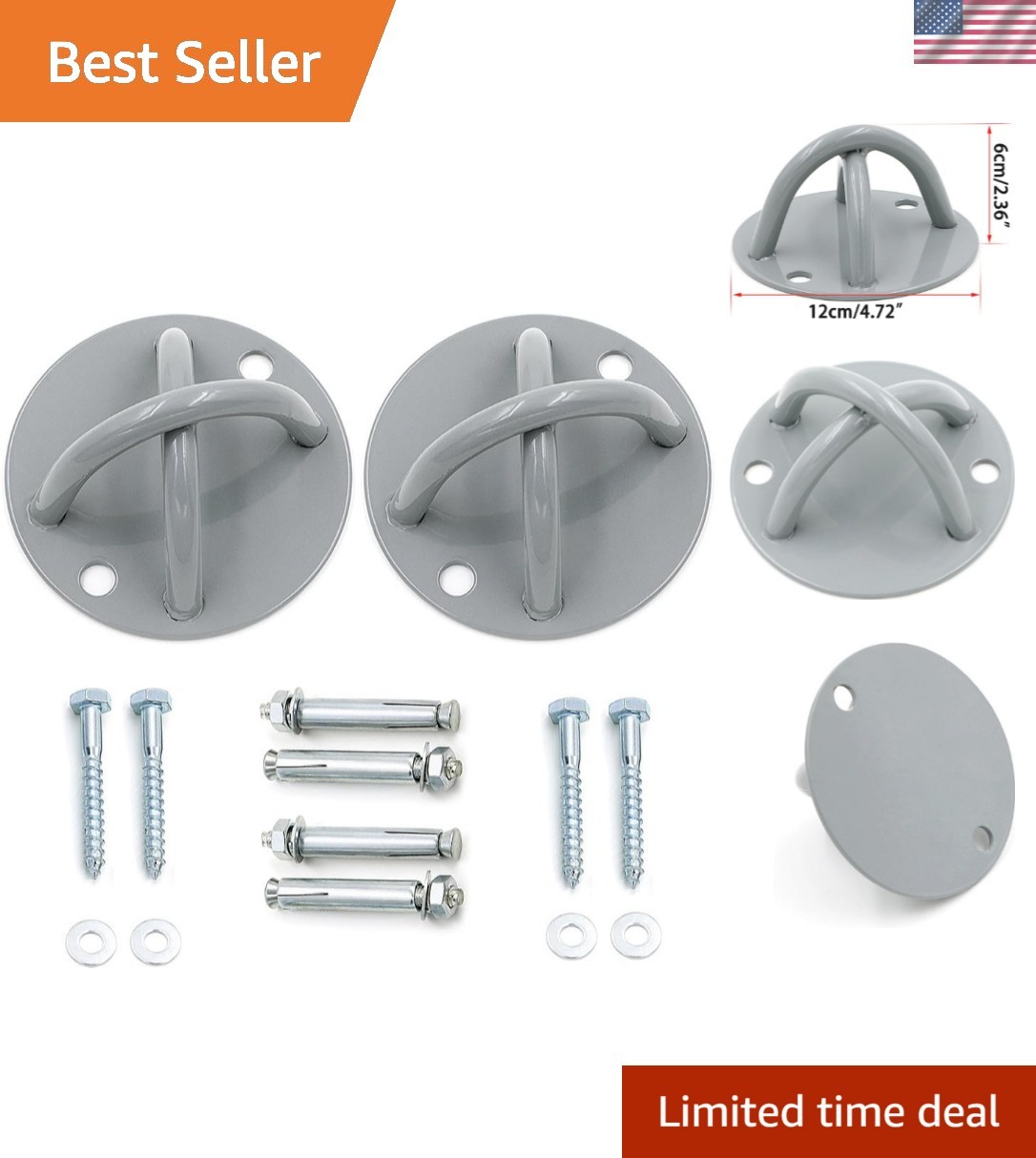 Heavy-Duty Ceiling Anchor Wall Mount Bracket for Suspension Training (Pack of 2)