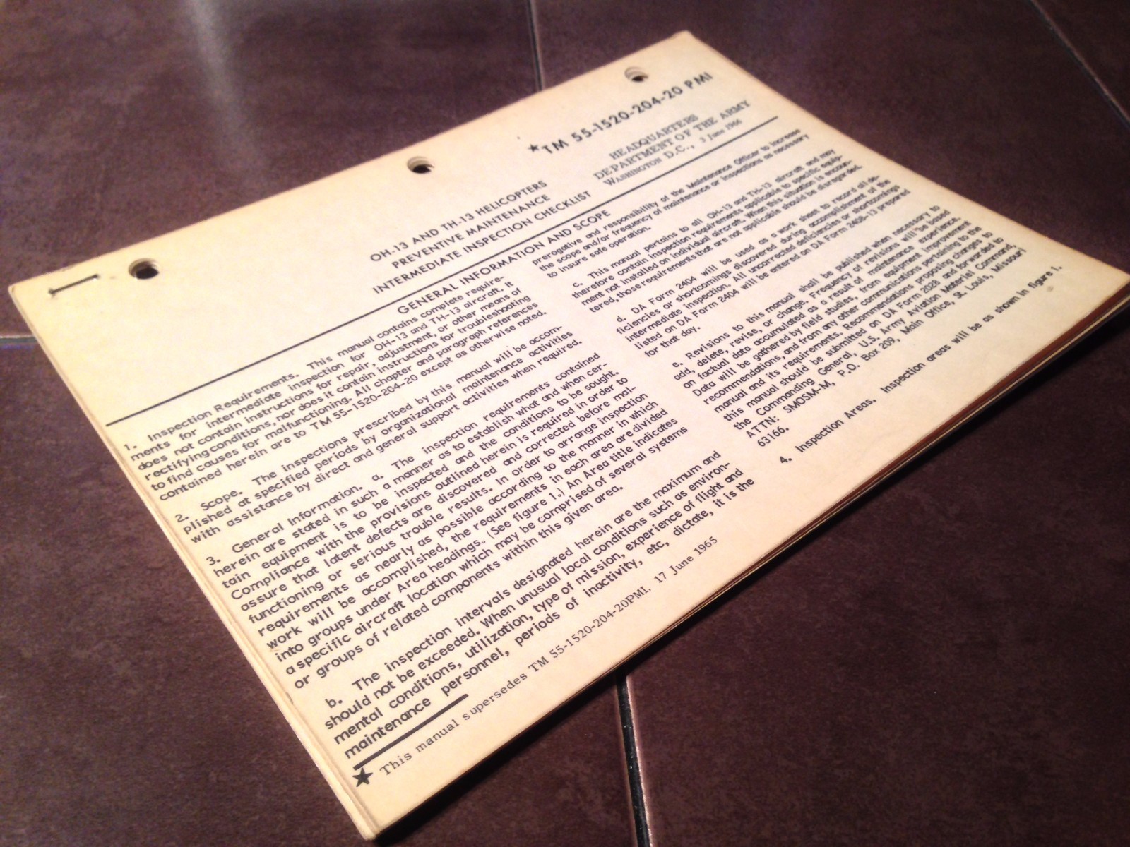 Bell Sioux OH-13, TH-13 Preventive Maintenance Intermediate Inspection Checklist