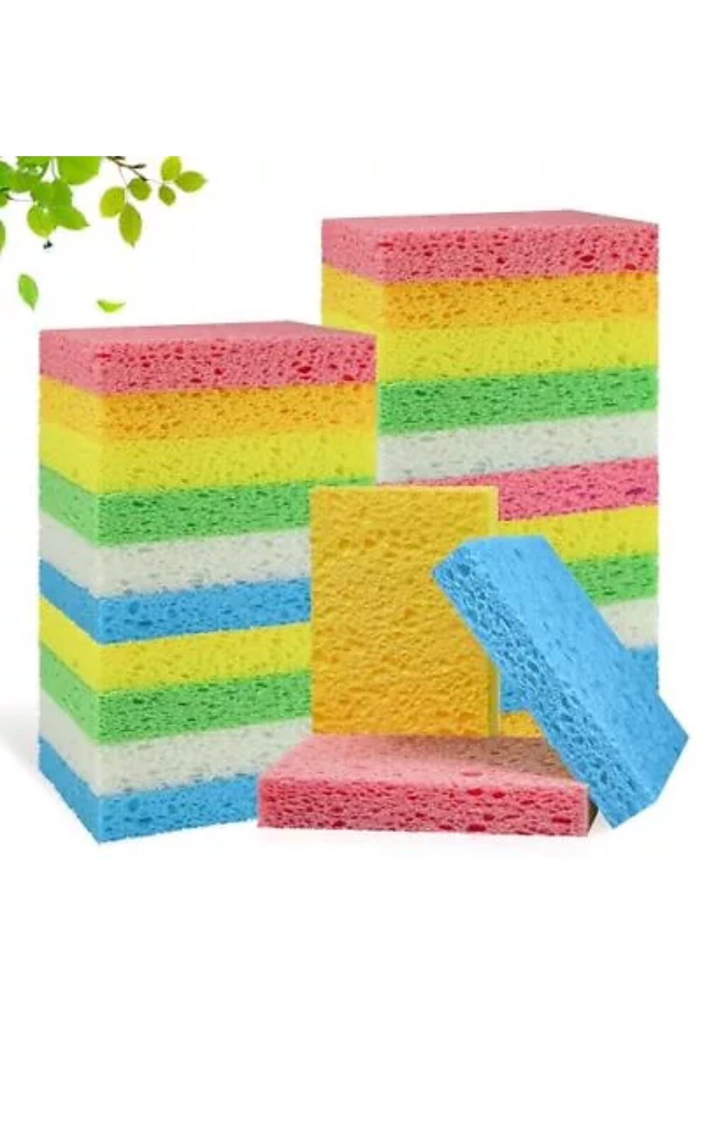 Kitchen Sponges 24 PCS- Compressed Cellulose Sponges Non-Scratch Natural Dish...