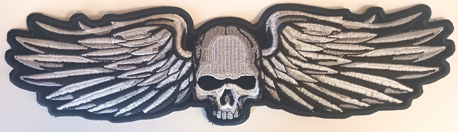 SKULL WINGS JACKET WEST BACK BIKER PATCH [11.0 X 3.0 -IRON ON SEW ON]