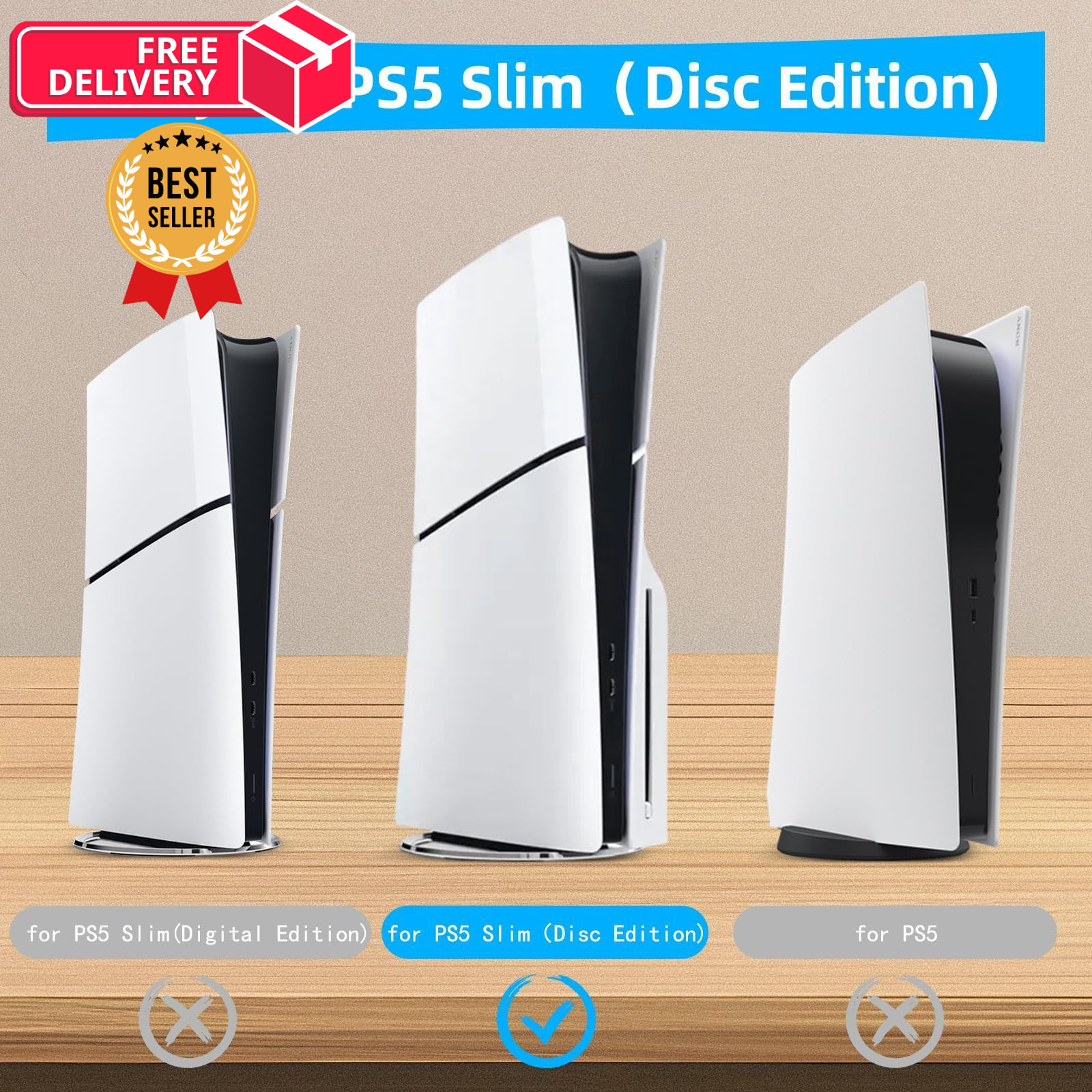 YIBEICO Stand for PS5 Slim,Horizontal SLIM Disc*4pcs, transparent
