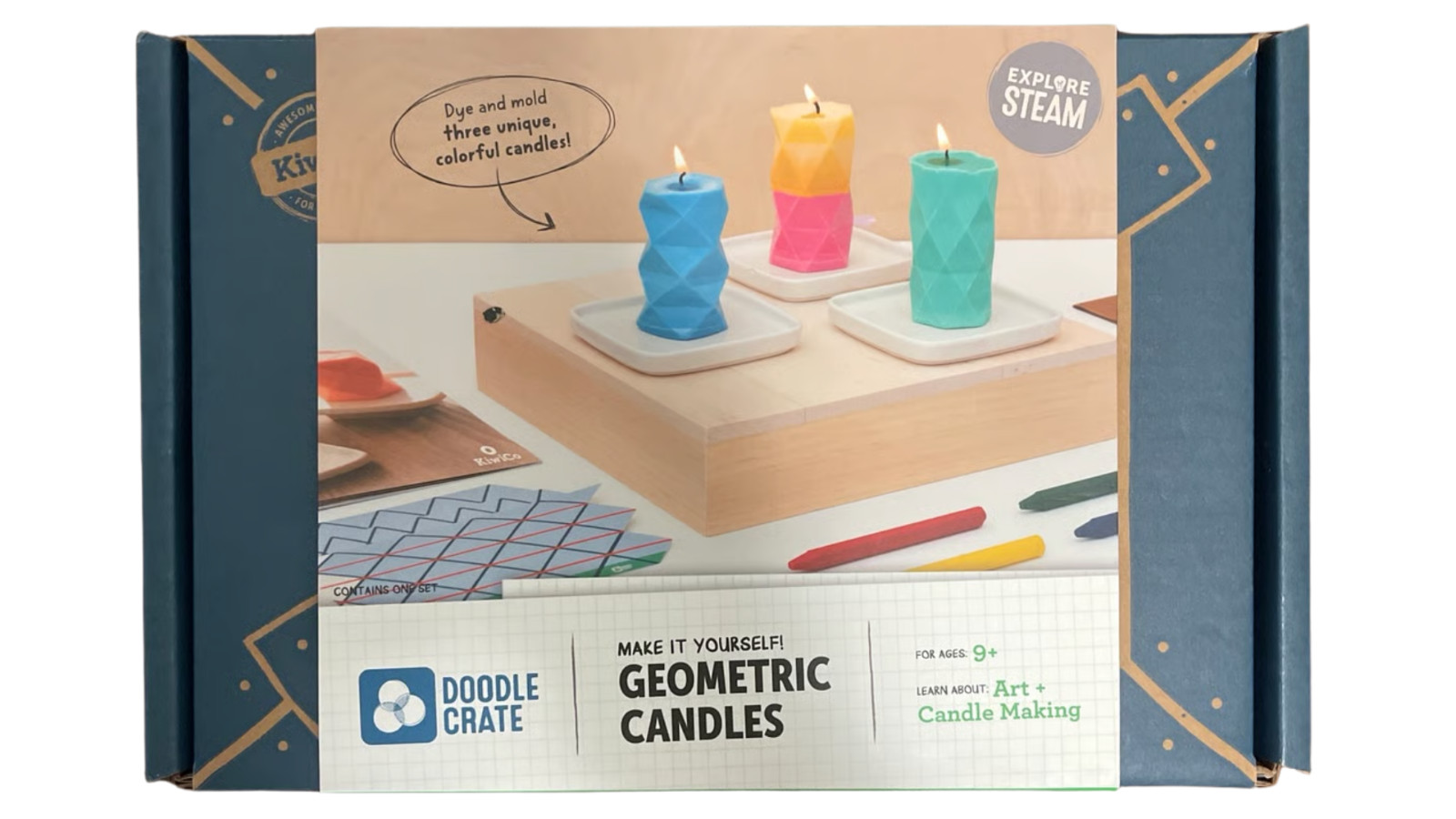 Kiwico Doodle Crate Geometric Candles - NEW In Box Candle Making Craft For Kids