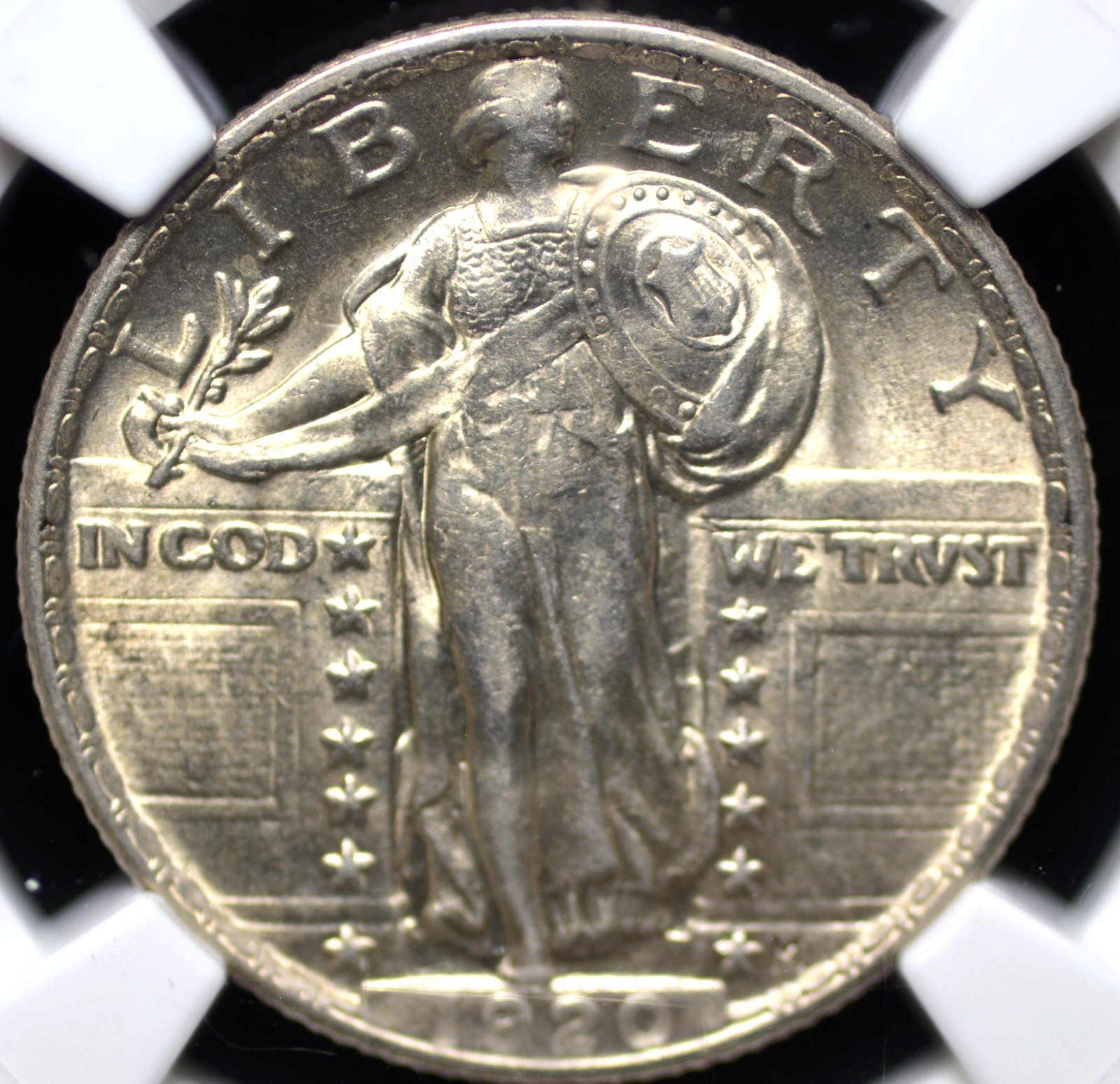 1920 STANDING LIBERTY QUARTER NGC MS 61 NICE FROSTY WHITE LUSTER WITH A FAINT