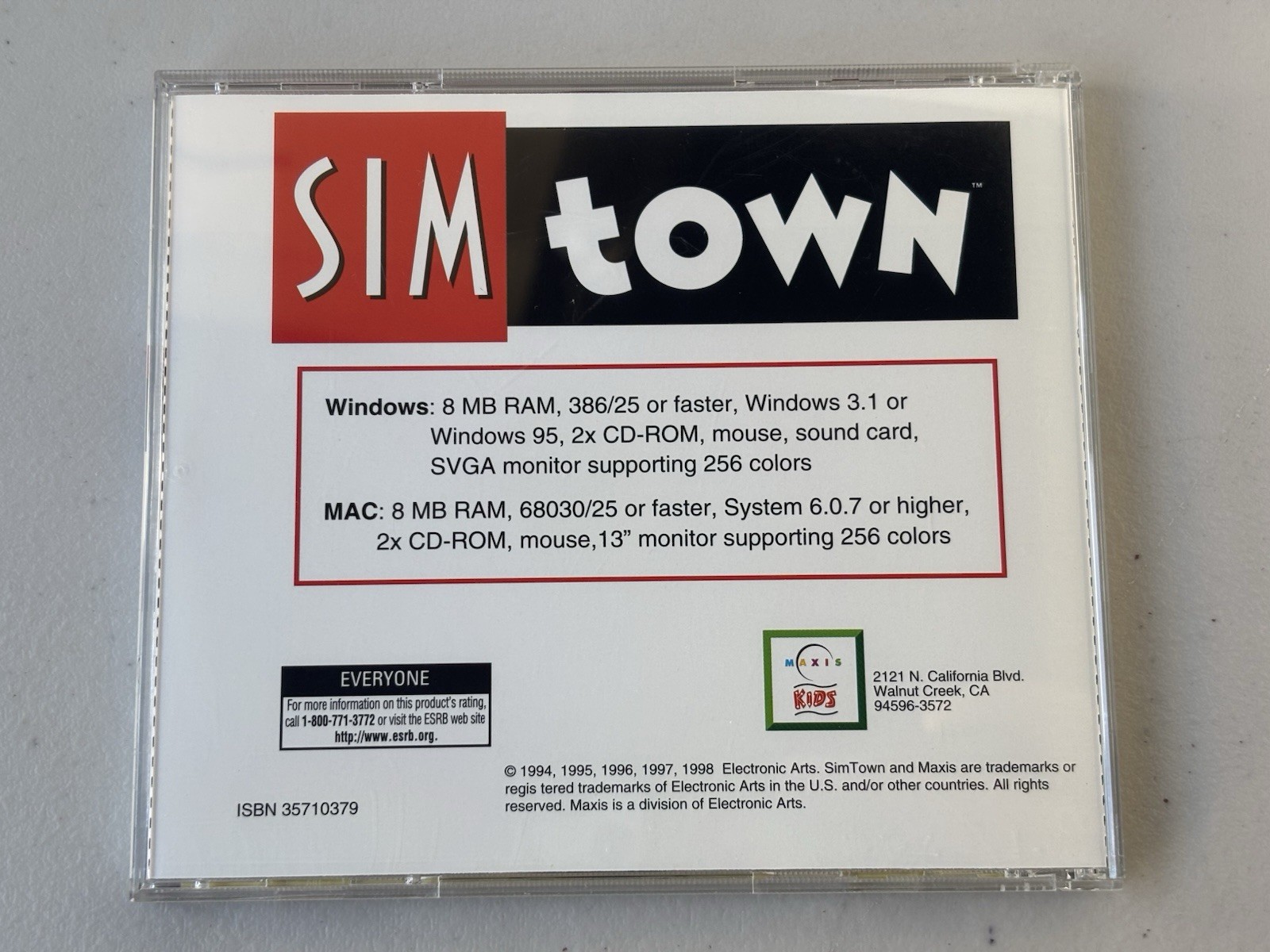 Sim Town Maxis PC Game 95/98 1998 CD-ROM - Tested