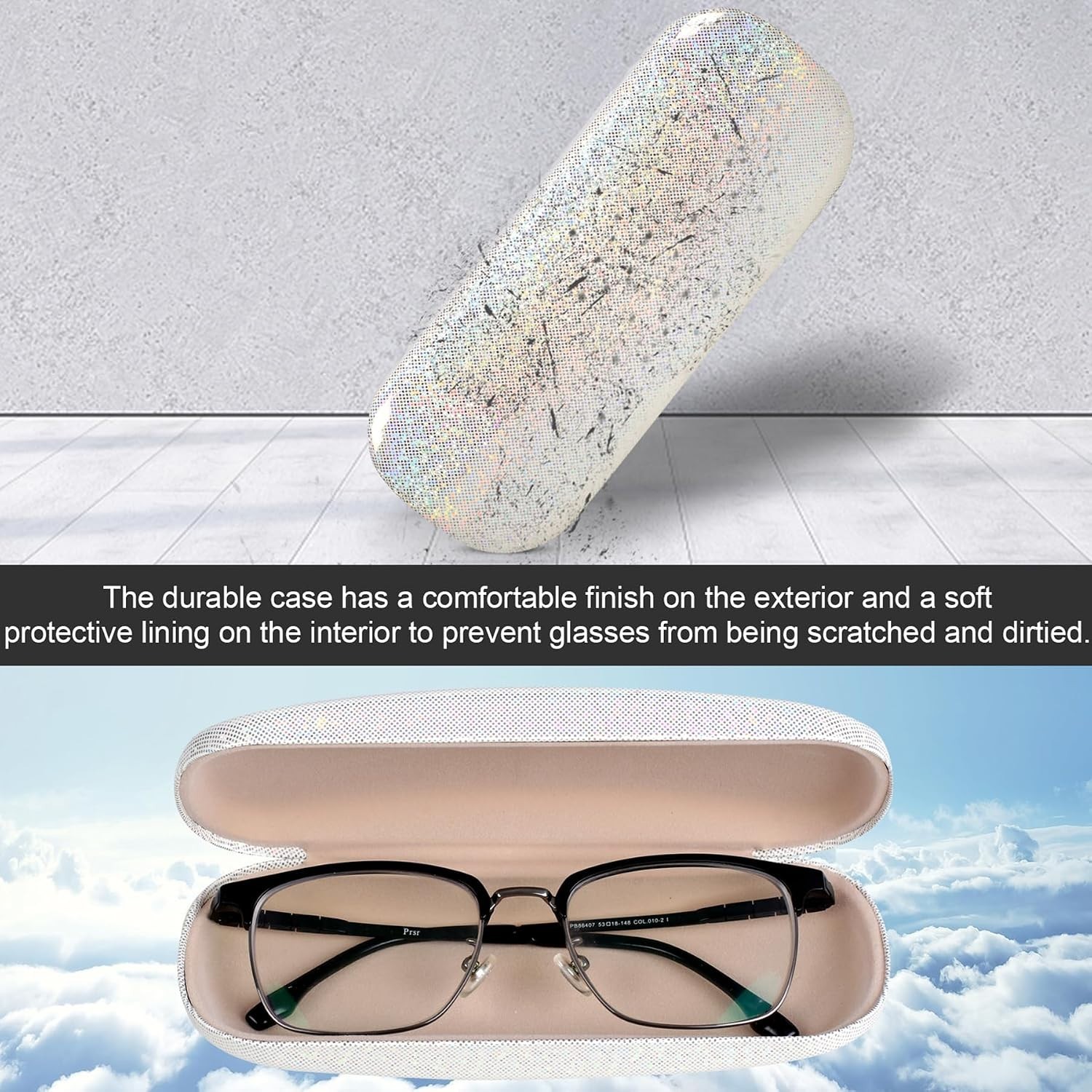 Compact Hard Shell Eyeglass Case Duo with Cleaning Cloths – Stylish & Protective