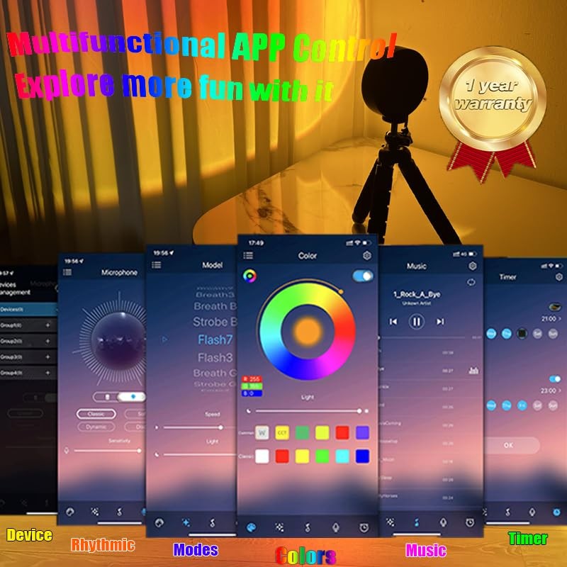 QUIGO Sunset Projector Lamp 16 Colors Changing with Remote & App Control Night