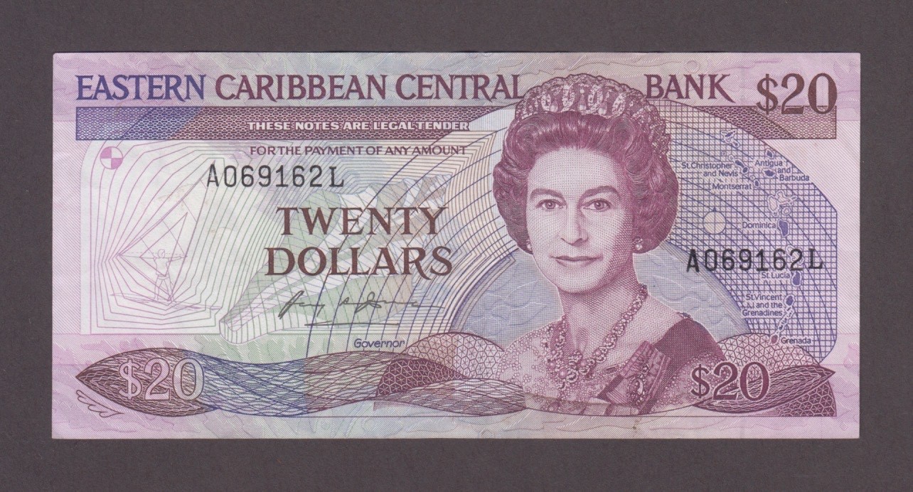 EASTERN CARIBBEAN -ST LUCIA P.19L-9162 20 DOLLARS PFX A VF WE COMBINE  2606