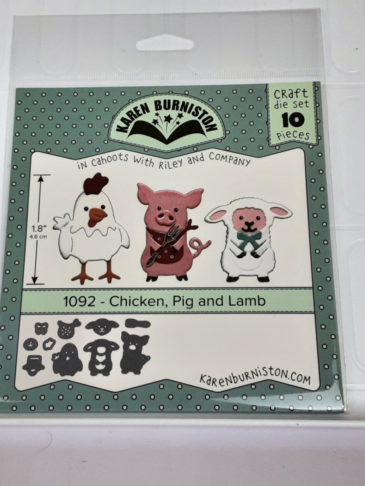 NEW Karen Burniston #1092 Chickenpig & Lamb 10 Die Set Largest 2.75x1.25