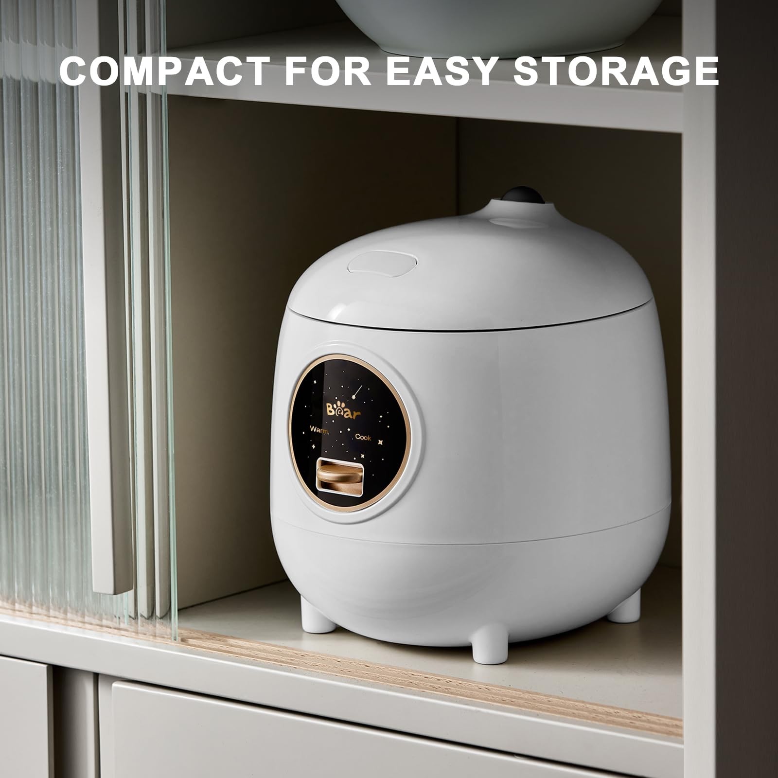 Bear Mini Rice Cooker small, A-Snow White(1.2L) with Easy One Button Control