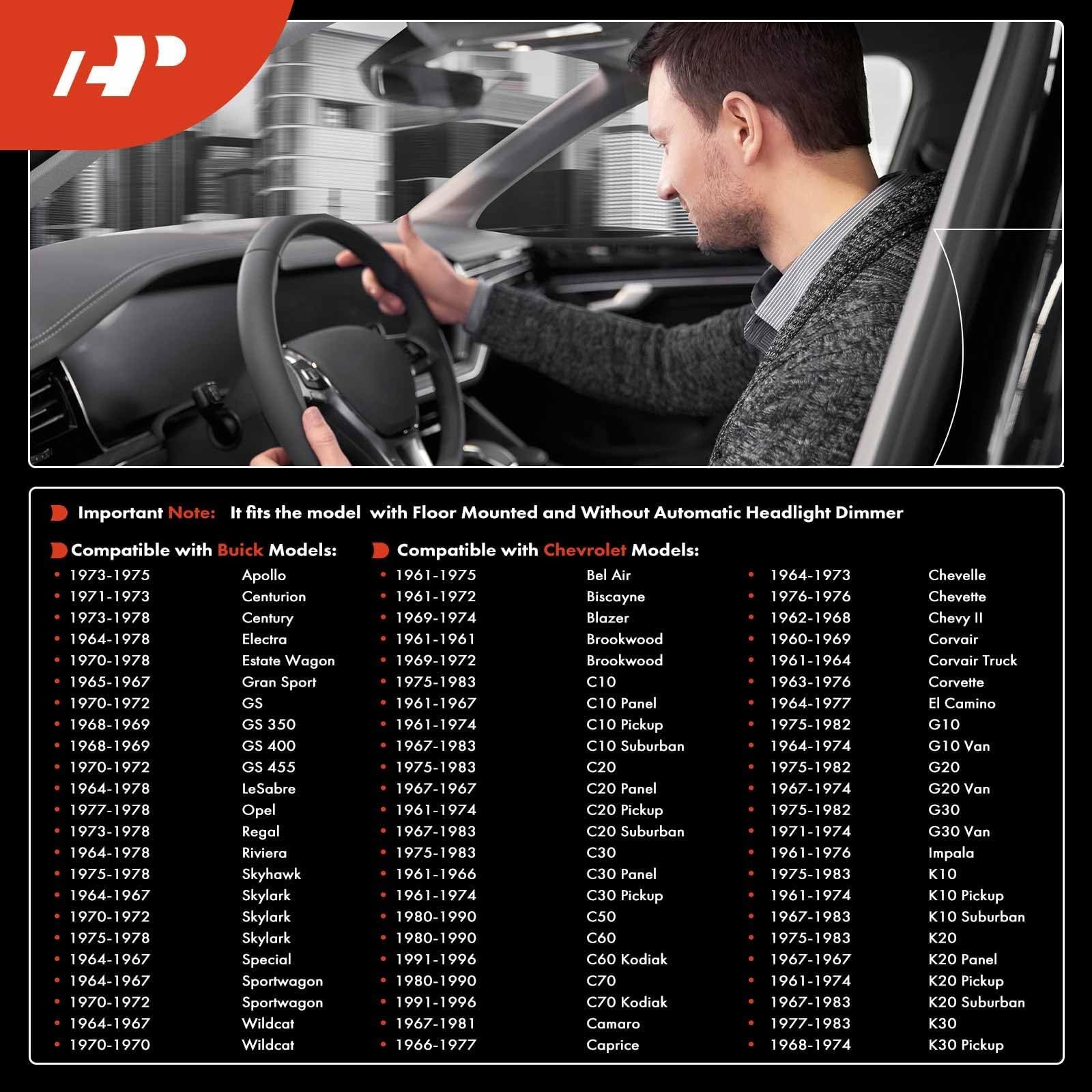 A-Premium Floor Mounted Headlight Dimmer Switch Compatible with Chevrolet...
