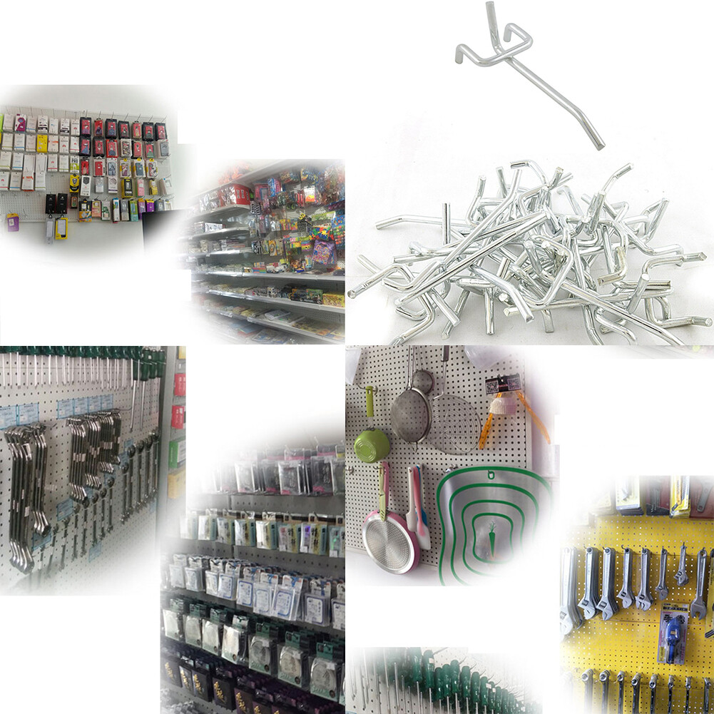 US 100 Pc 4" Peg Board Hooks Metal Garage Workshop Storage Steel DIY Retail