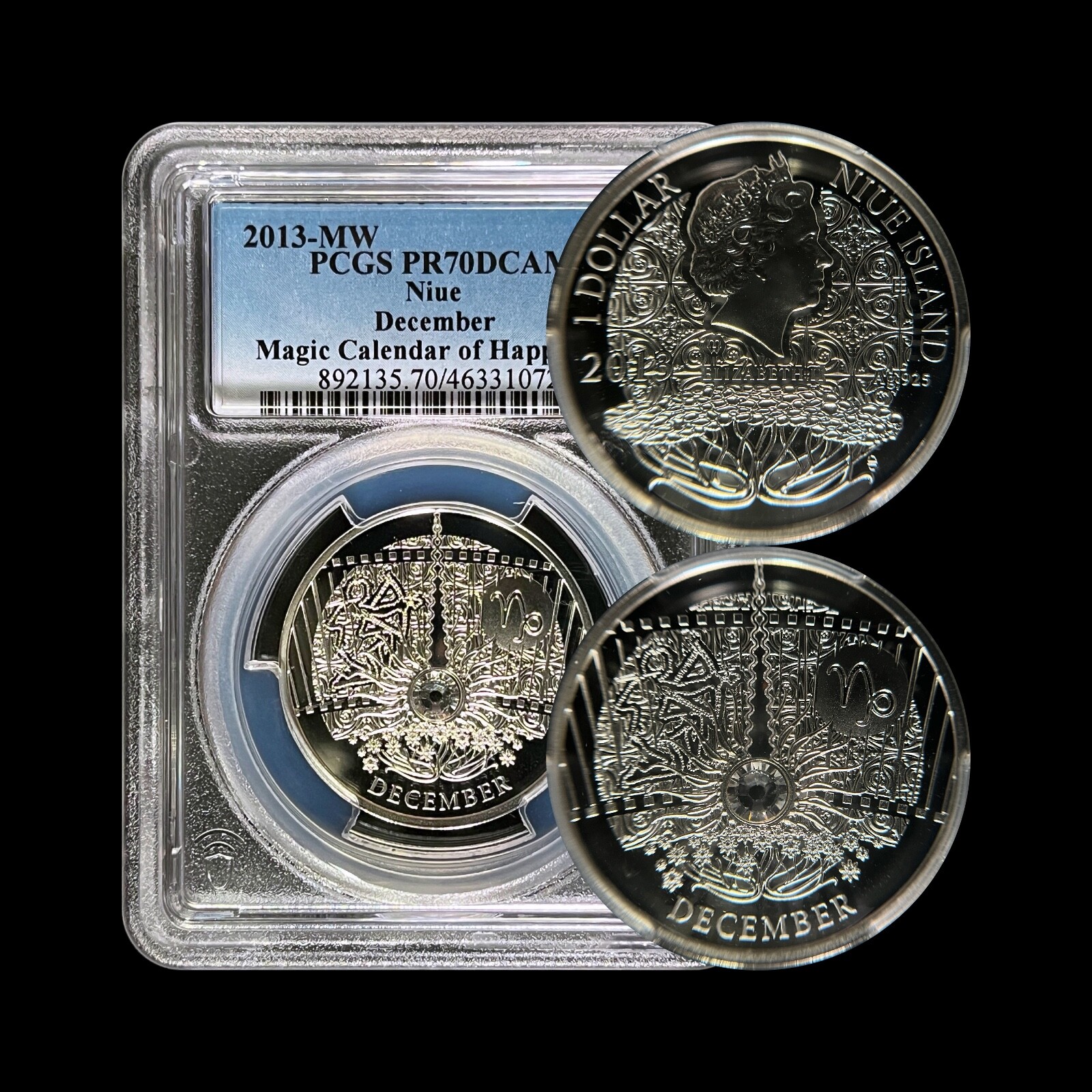 NIUE. 2013, Dollar, Silver - PCGS PR70 - Magical Calendar, December